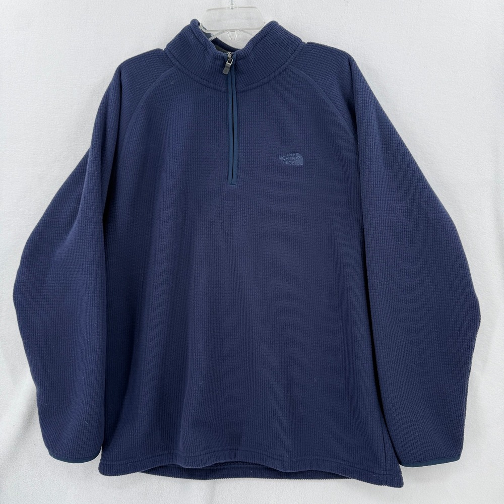 The North Face Mens XL Blue Waffle Fleece Quarter Zip Sweater AP9V Pullover